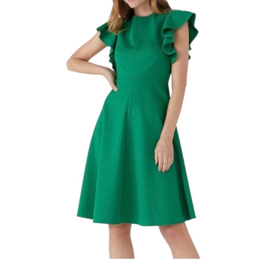 Kate Spade Green Flutter Sleeve Ponte Dress Sz 4 KB006 - Picture 1 of 10
